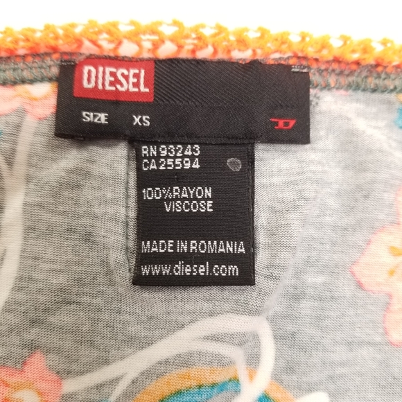 Diesel Women's Tank Top Floral Gray Orange Size XS - Picture 5 of 13